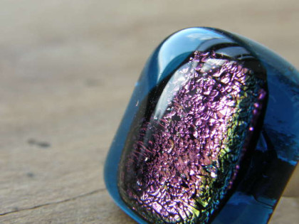 Skleněné prsteny velké - fialový mix