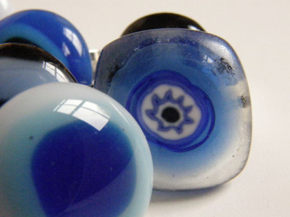 Skleněné prsteny větší - modré