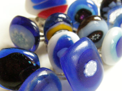 Skleněné prsteny větší - modré