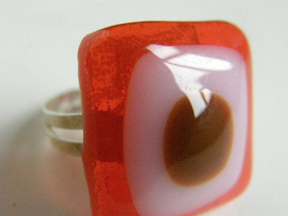Skleněné prsteny větší - červené a oranžové