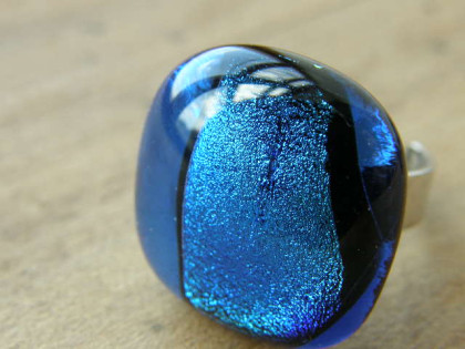 Skleněné prsteny velké - modrý mix