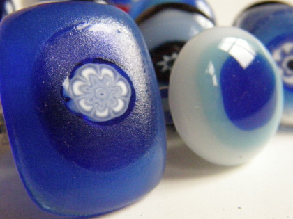 Skleněné prsteny větší - modré