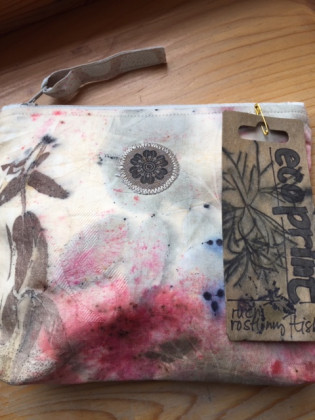 Malá látková taštička ecoprint růžová