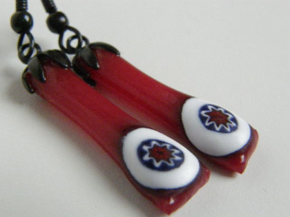 Náušnice červené tyčky