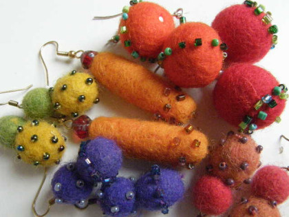 Náušnice vlněné