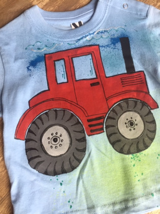 Tričko dětské traktůrek modré