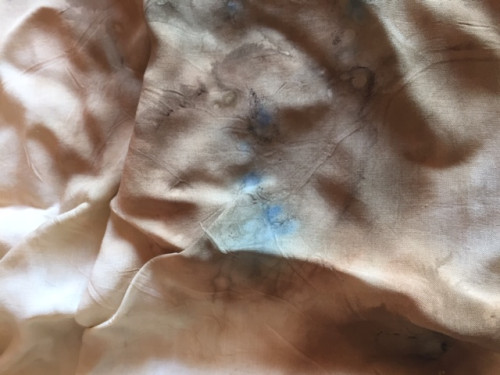 Šátek ecoprint béžovo - hnědý