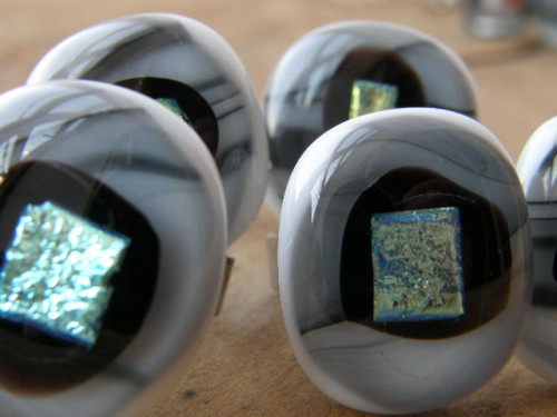 Skleněné prsteny velké - šedorůžový mix