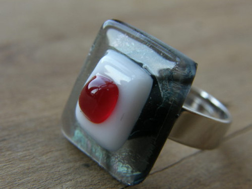 Skleněné prsteny velké - šedorůžový mix