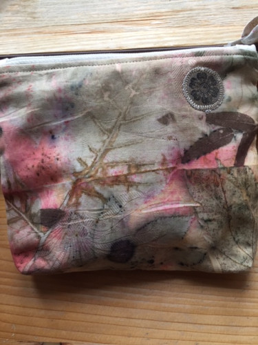 Malá látková taštička ecoprint růžová