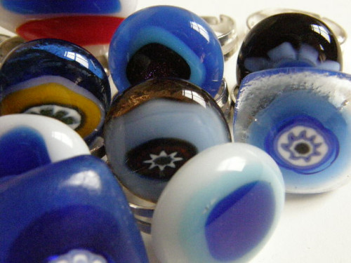 Skleněné prsteny větší - modré