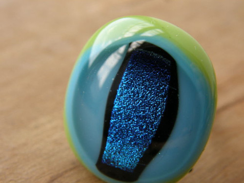 Skleněné prsteny velké - modrý mix