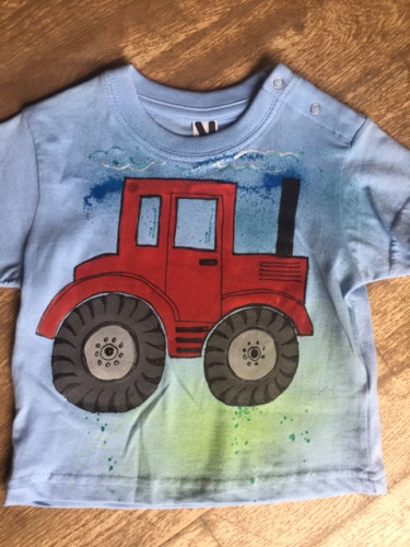Tričko dětské traktůrek modré