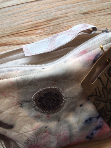 Malá látková taštička ecoprint růžová