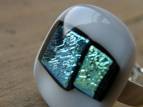 Skleněné prsteny velké - šedorůžový mix