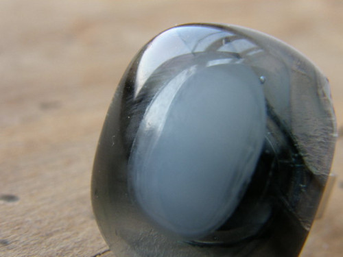 Skleněné prsteny velké - šedorůžový mix