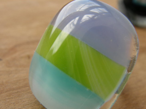 Skleněné prsteny velké - modrý mix