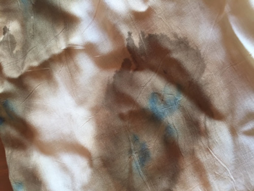 Šátek ecoprint béžovo - hnědý