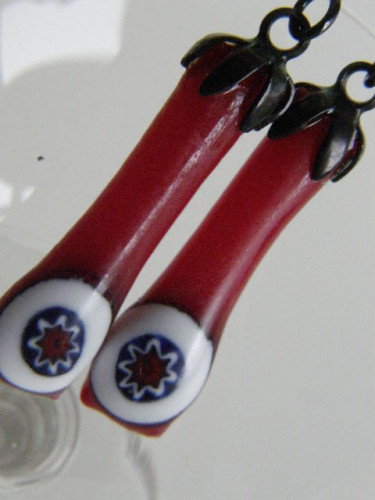 Náušnice červené tyčky