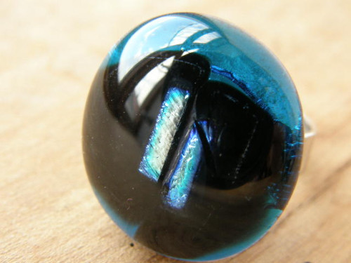 Skleněné prsteny velké - modrý mix