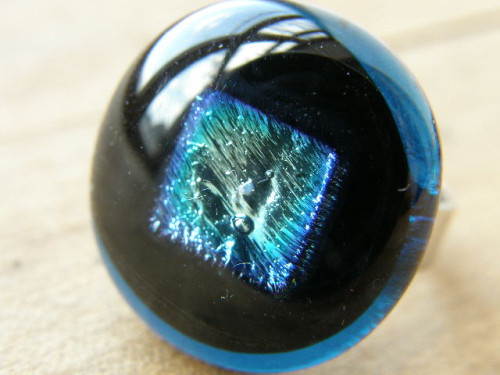 Skleněné prsteny velké - modrý mix