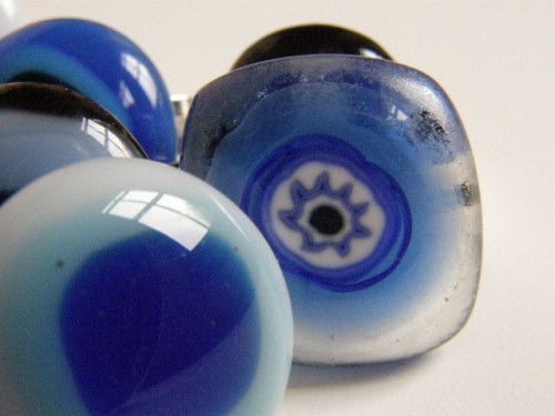 Skleněné prsteny větší - modré