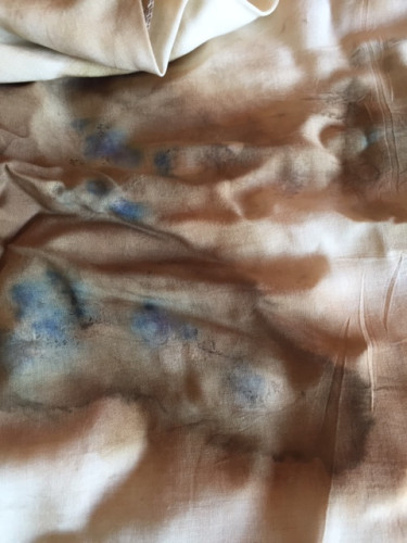 Šátek ecoprint béžovo - hnědý