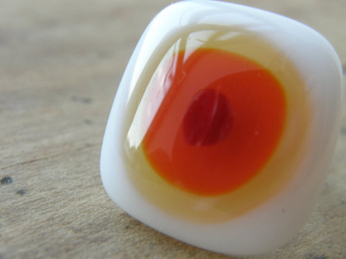 Skleněné prsteny velké - červenožlutý mix