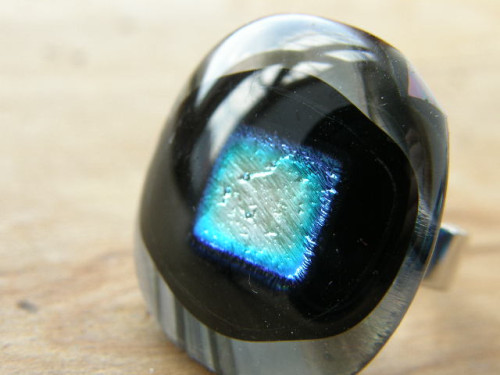 Skleněné prsteny velké - modrý mix