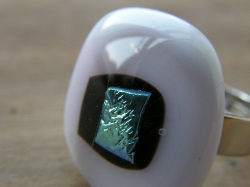 Skleněné prsteny velké - šedorůžový mix