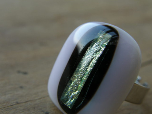 Skleněné prsteny velké - šedorůžový mix