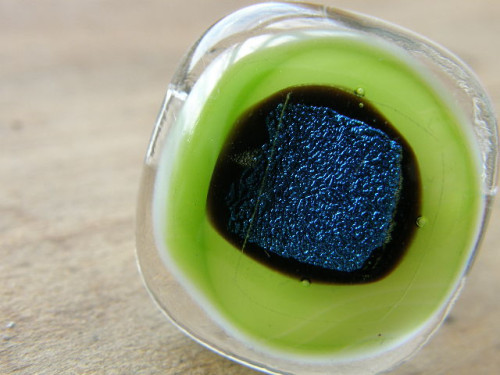 Skleněné prsteny velké - modrý mix