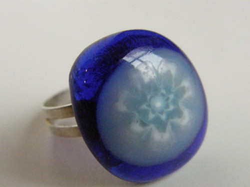 Skleněné prsteny větší - modré