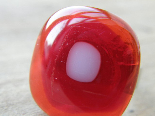 Skleněné prsteny velké - červenožlutý mix