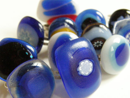 Skleněné prsteny větší - modré